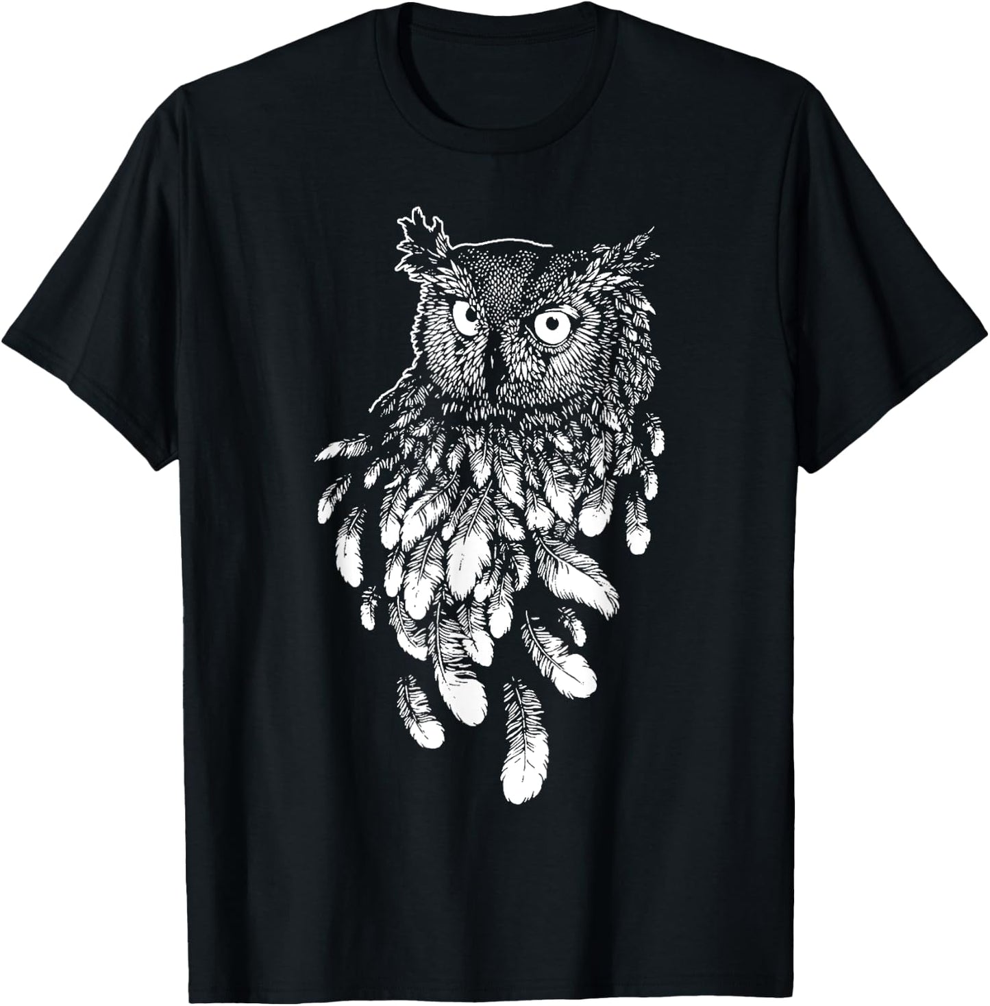 Owl Gift Tribal Owl Spirit Animal T-Shirt - T-Shirt | Black