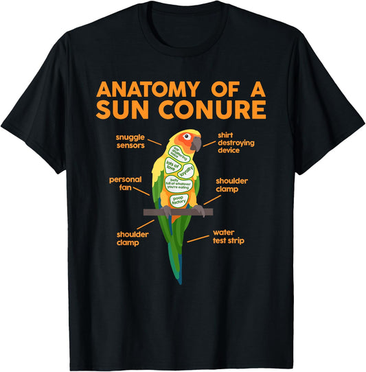 Funny Sun Conure Bird Lover Parrot Animals Pet Owner Gifts T-Shirt - T-Shirt | Black
