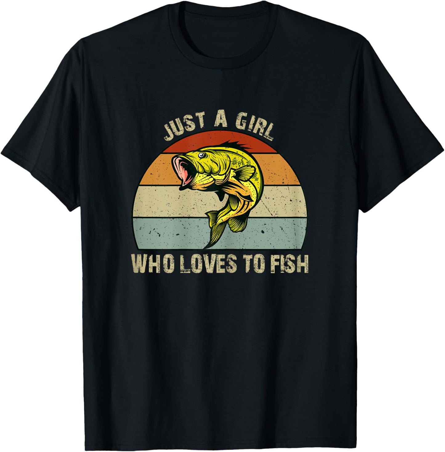 Girls Fishing Just a Girl Who Loves to Fish T-Shirt - T-Shirt | Black