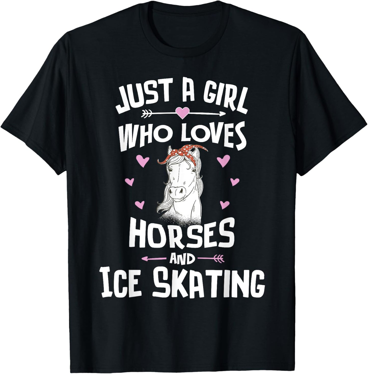 Horses And Ice Skating Gifts for Girls Women T-Shirt - T-Shirt | Black