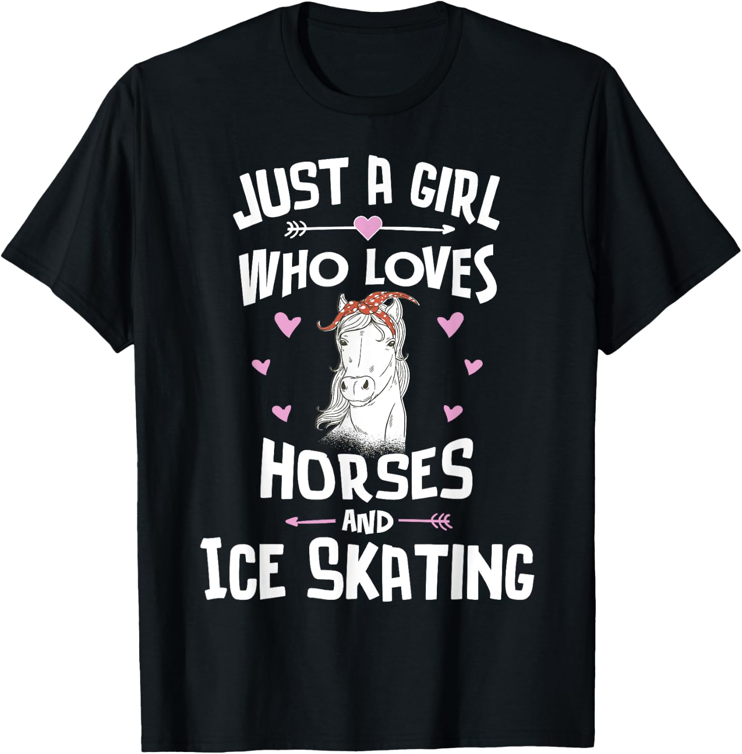 Horses And Ice Skating Gifts for Girls Women T-Shirt - T-Shirt | Black
