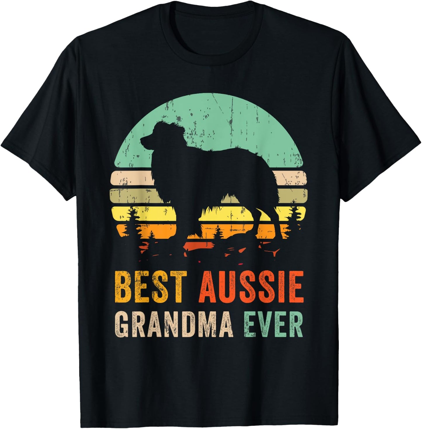 Best Grandma Ever Gift Aussie Dog Mom Australian Shepherd Women T-Shirt - T-Shirt | Black