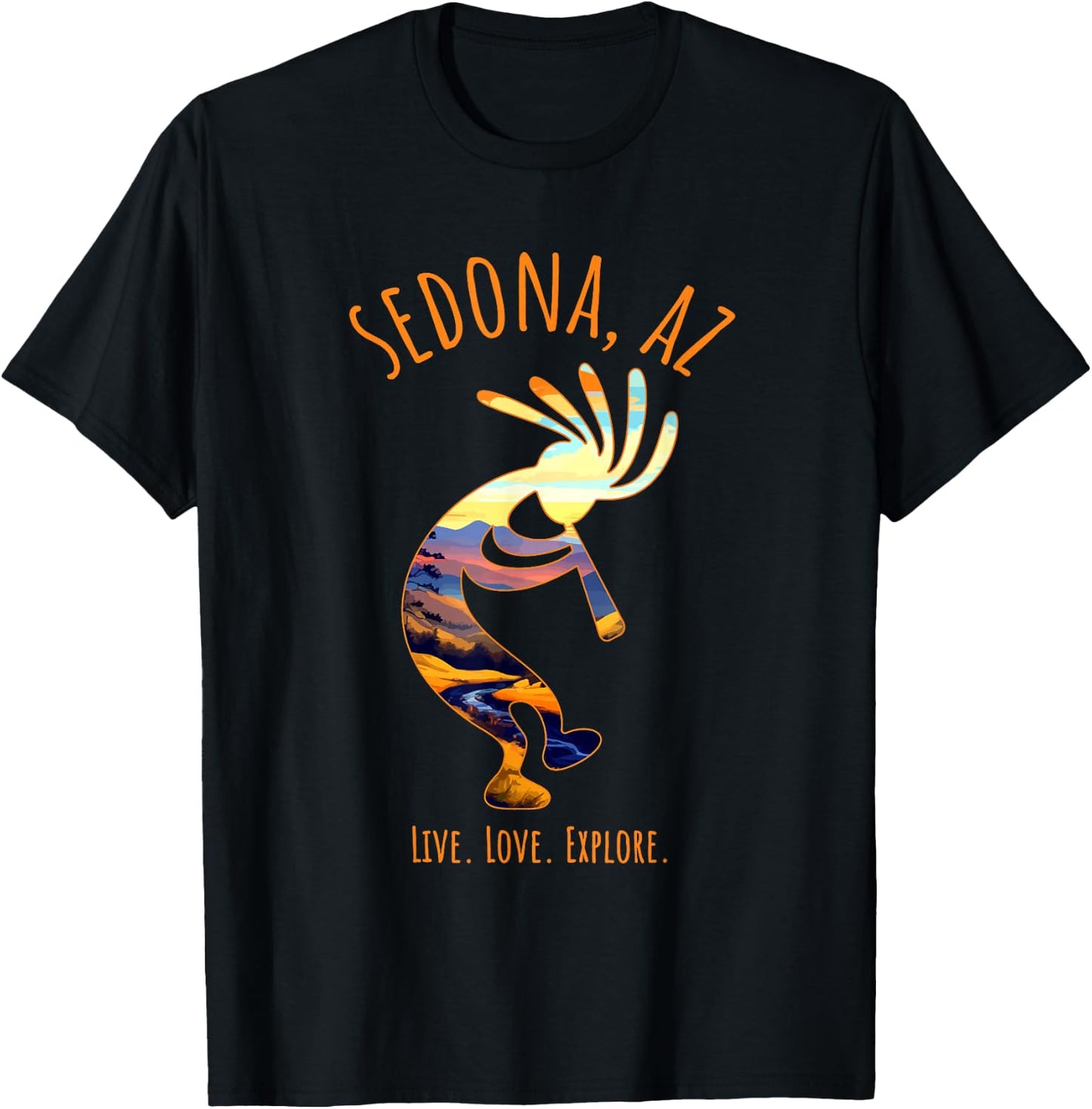 Sedona Arizona USA Dancing Kokopelli Southwest Design T-Shirt - T-Shirt | Black
