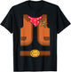 Funny Western Sheriff Halloween Cowboy Vest Simple Costume T-Shirt - T-Shirt | Black