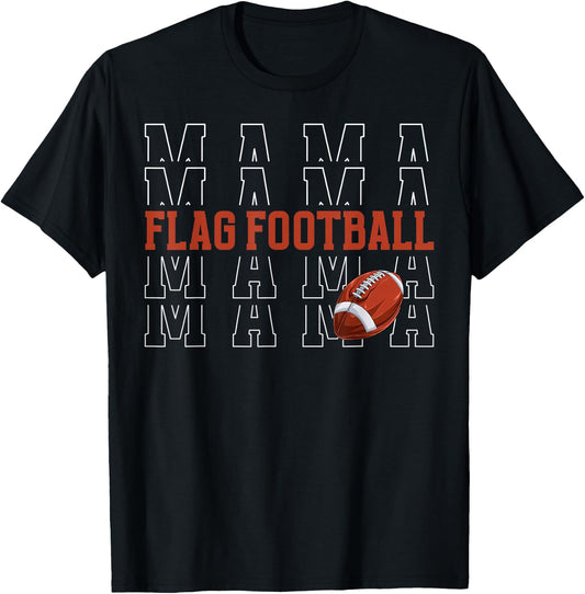 Flag Football Mama of A Flag Football Player Mom T-Shirt - T-Shirt | Black