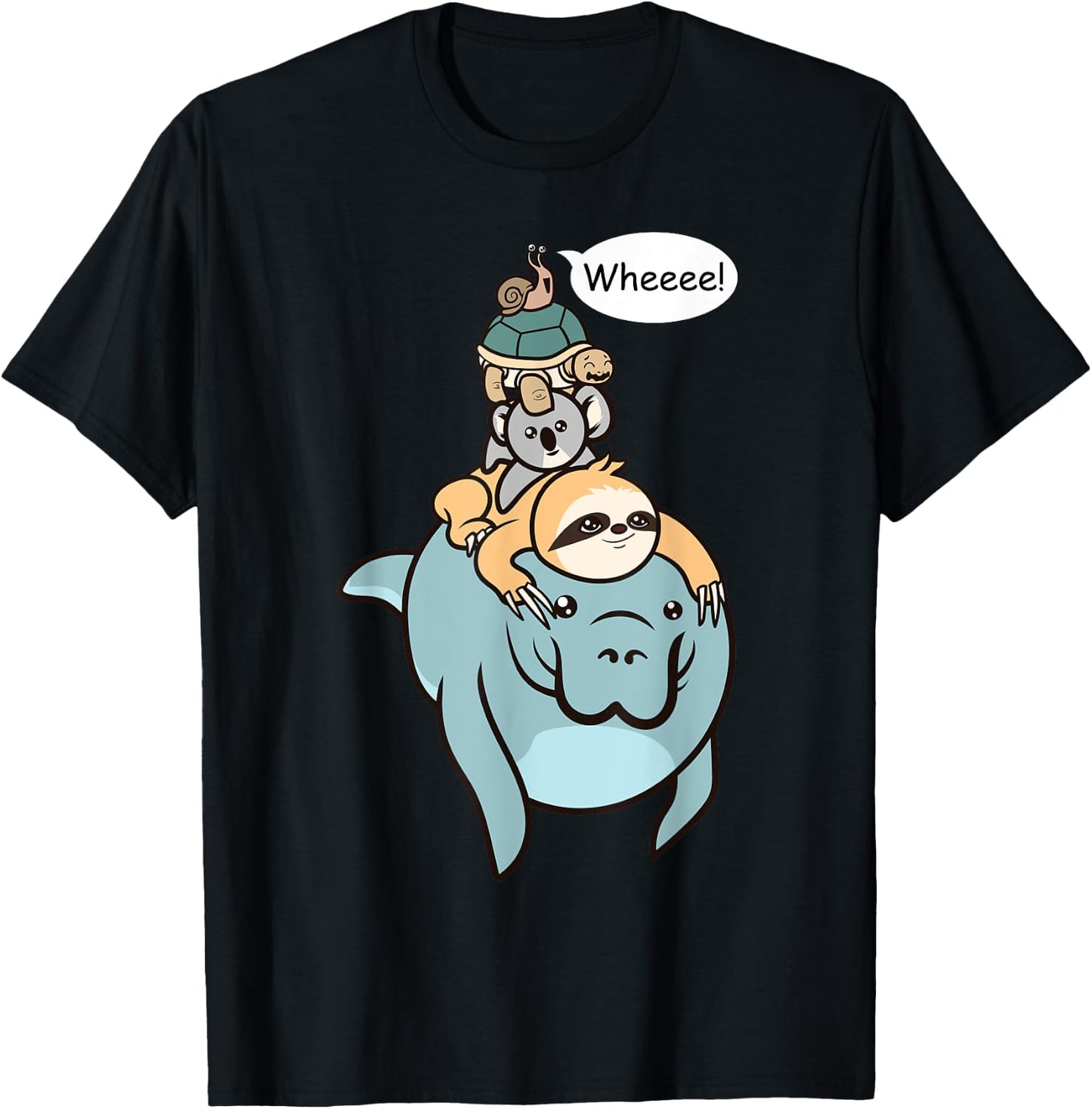 Funny Racing Manatee Sloth Turtle Koala Snail Gift T-Shirt - T-Shirt | Black