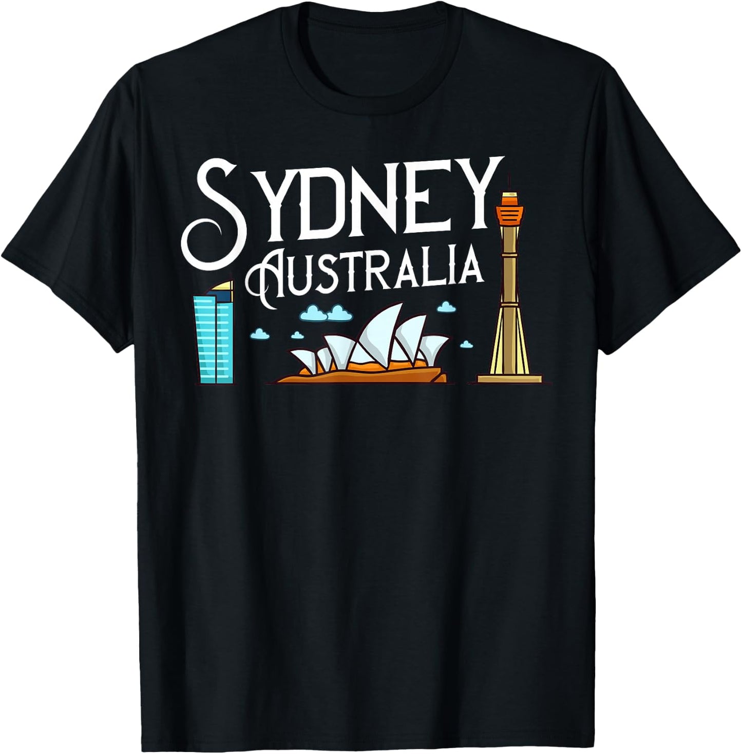 Sydney Australia City Skyline Map Travel T-Shirt - T-Shirt | Black
