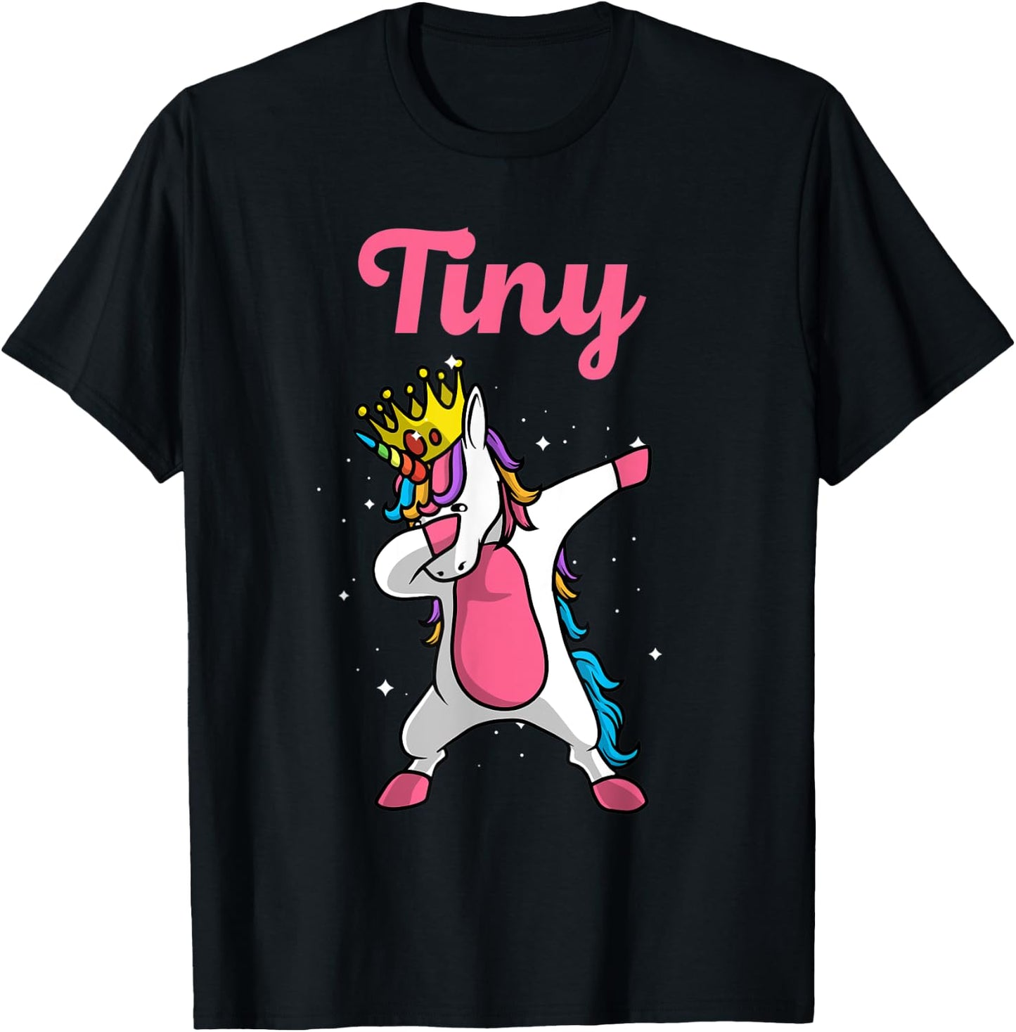 TINY Name Personalized Birthday Dabbing Unicorn Queen T-Shirt - T-Shirt | Black