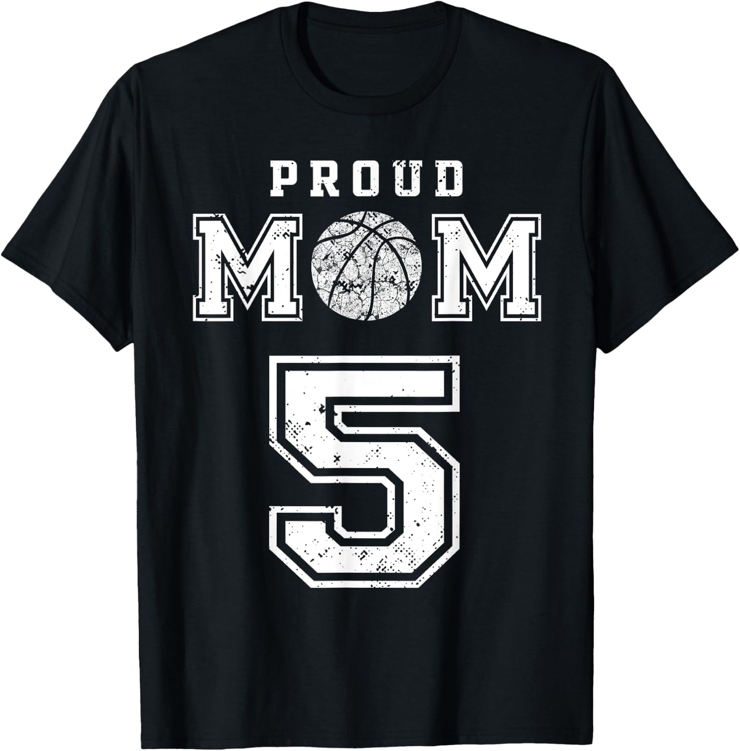 Custom Proud Basketball Mom Number 5 Personalized T-Shirt - T-Shirt | Black