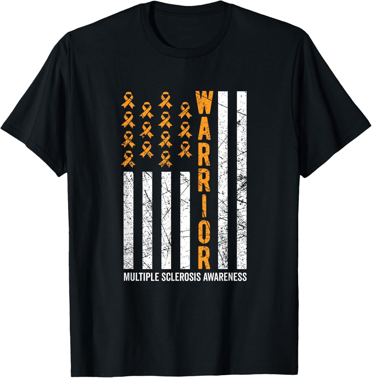 Orange Warrior & Men Multiple Sclerosis Awareness T-Shirt - T-Shirt | Black
