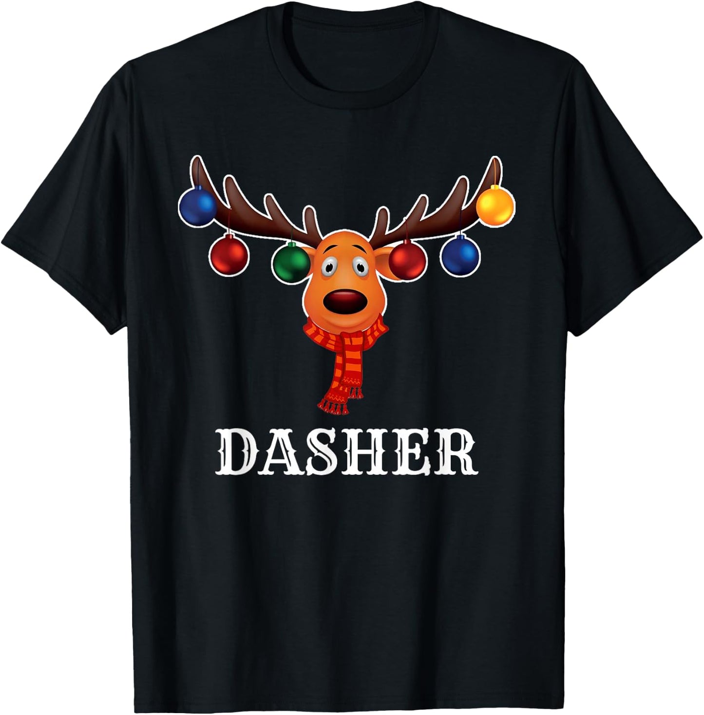 Santa Reindeer Dasher Xmas Group Costume T-Shirt - T-Shirt | Black