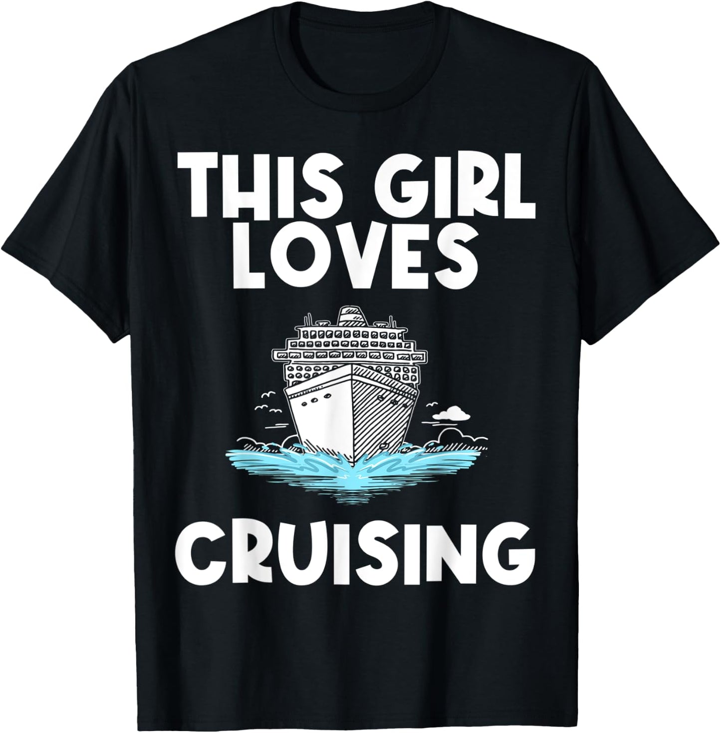Funny Cruise Gift Girls Kid Carnival Cruising Sea Travel T-Shirt - T-Shirt | Black