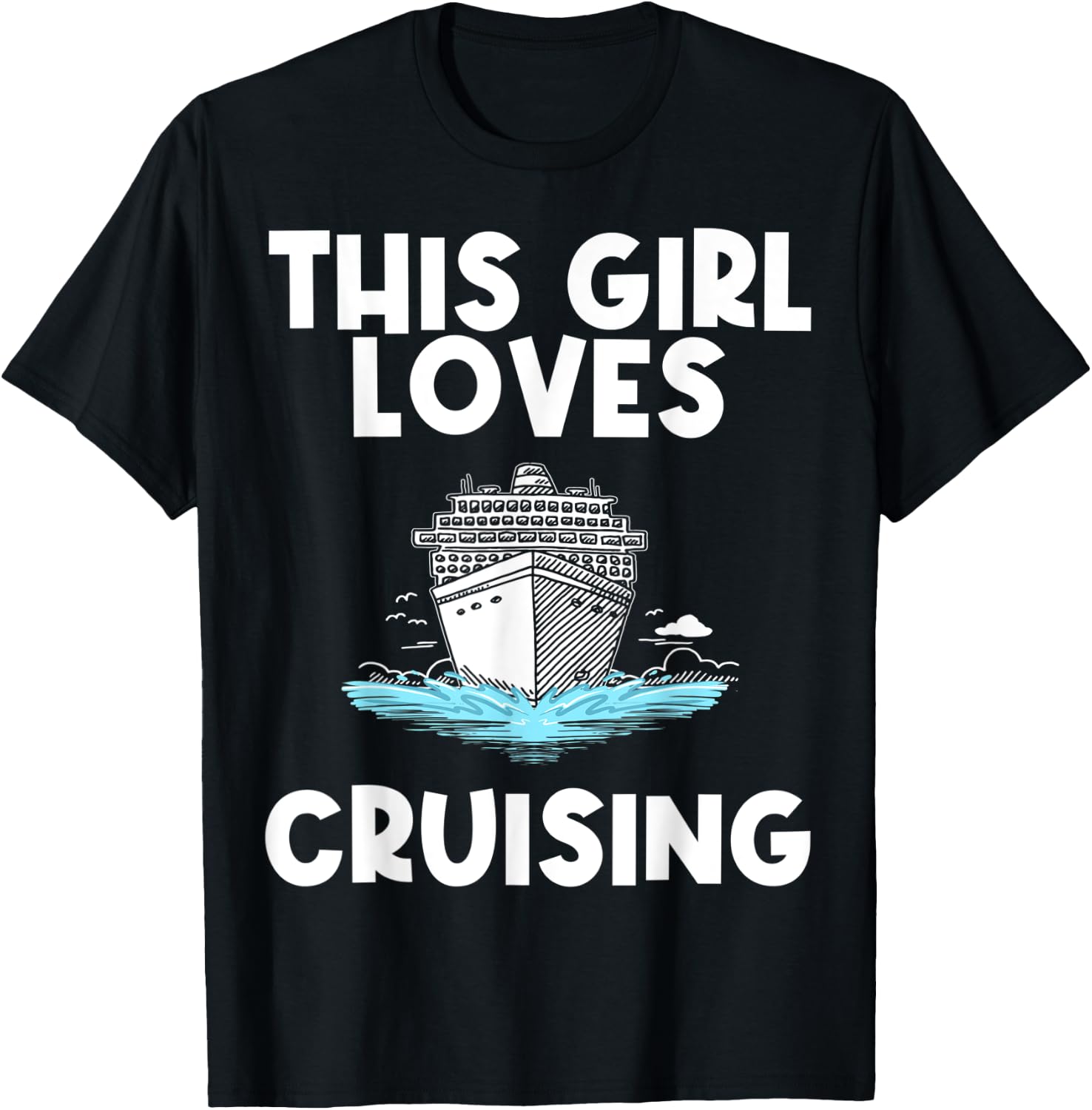Funny Cruise Gift Girls Kid Carnival Cruising Sea Travel T-Shirt - T-Shirt | Black