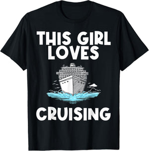 Funny Cruise Gift Girls Kid Carnival Cruising Sea Travel T-Shirt - T-Shirt | Black