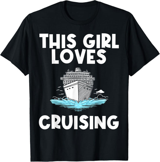 Funny Cruise Gift Girls Kid Carnival Cruising Sea Travel T-Shirt - T-Shirt | Black