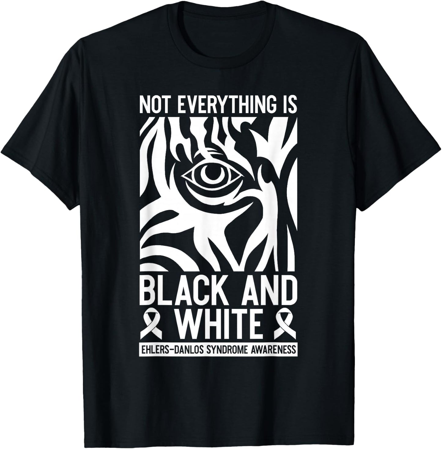 Black And White Ribbon Ehlers Danlos Zebra Rheumatologists T-Shirt - T-Shirt | Black