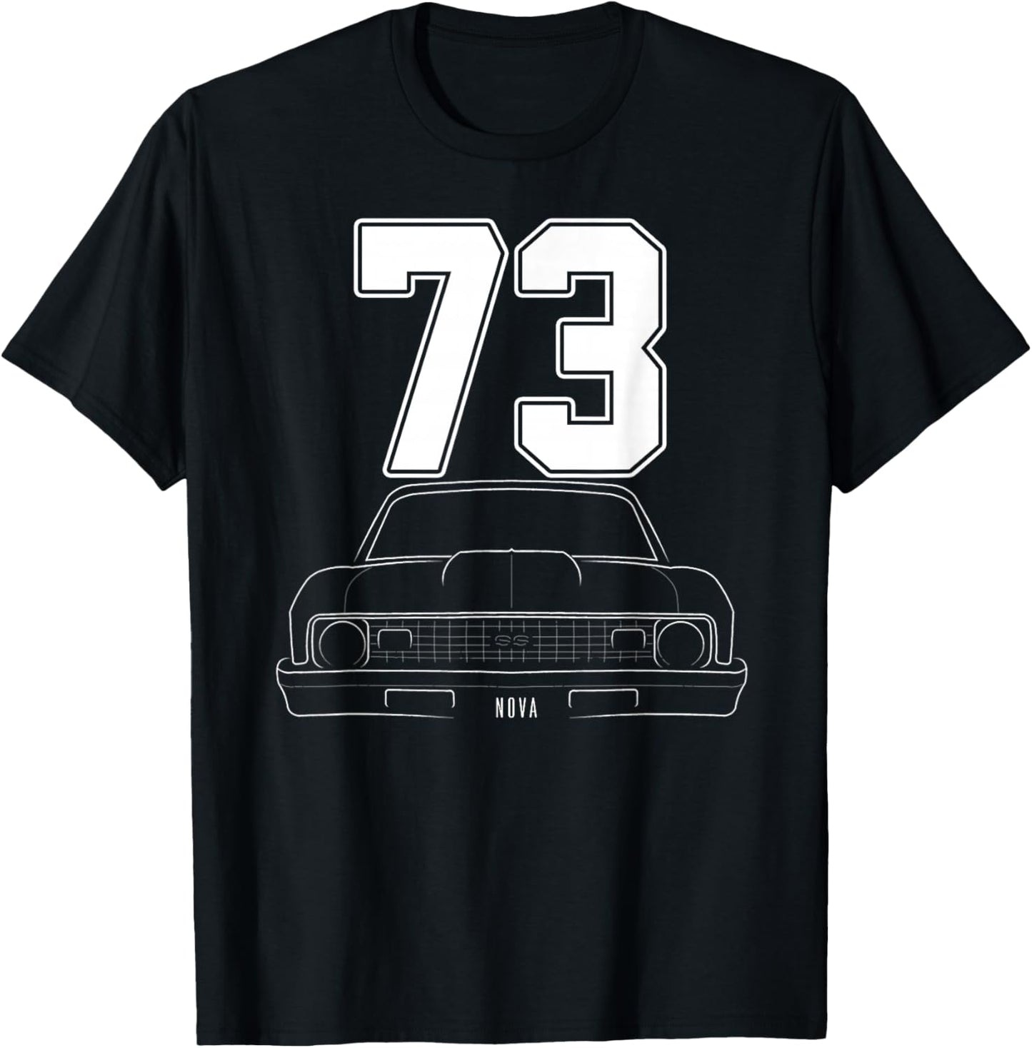 1973 73 Chevys Nova 2 Classic Car Old School Muscle Car T-Shirt - T-Shirt | Black