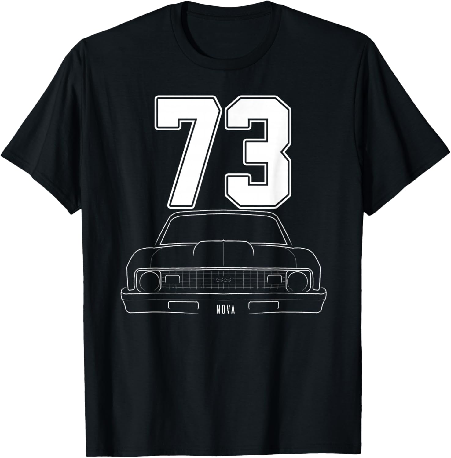 1973 73 Chevys Nova 2 Classic Car Old School Muscle Car T-Shirt - T-Shirt | Black