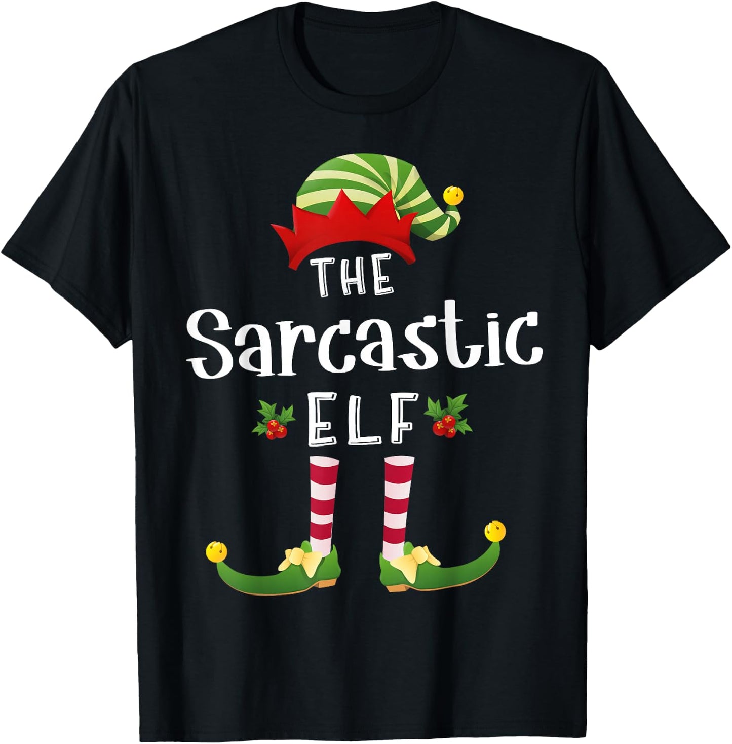Sarcastic Christmas Elf Matching Pajama X-Mas Party T-Shirt - T-Shirt | Black