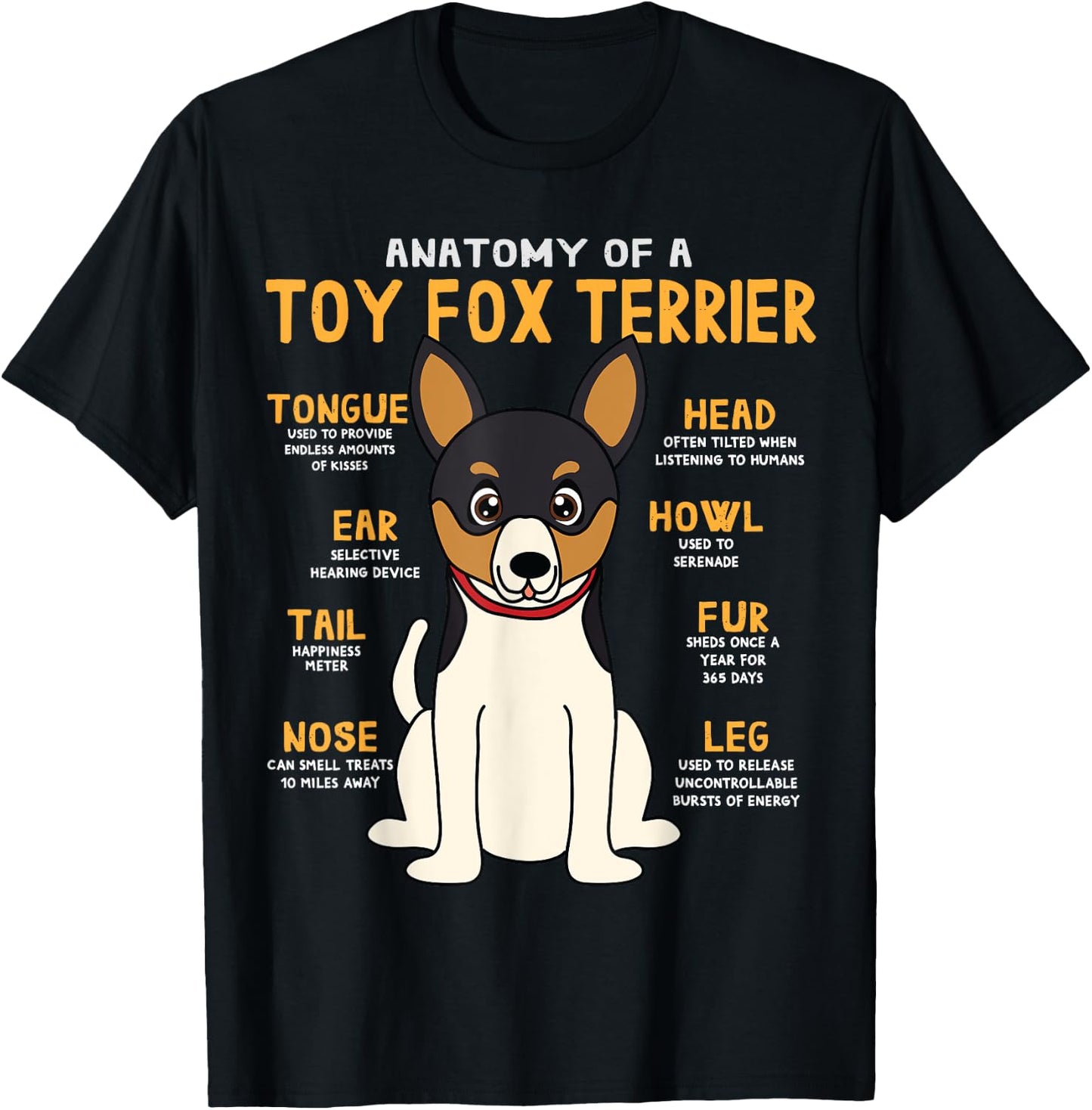 Toy Fox Terrier Anatomy Funny Dog Mum Dad Gesche T-Shirt - T-Shirt | Black