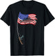 American Flag Fishing Gift Pole Walleye Fisherman Cool Fish T-Shirt - T-Shirt | Black
