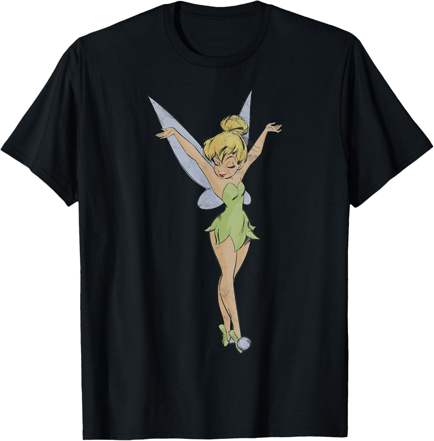 Disney Peter Pan Tinker Bell Arms Up Profile Mirror Dance Small T-Shirt - T-Shirt | Black