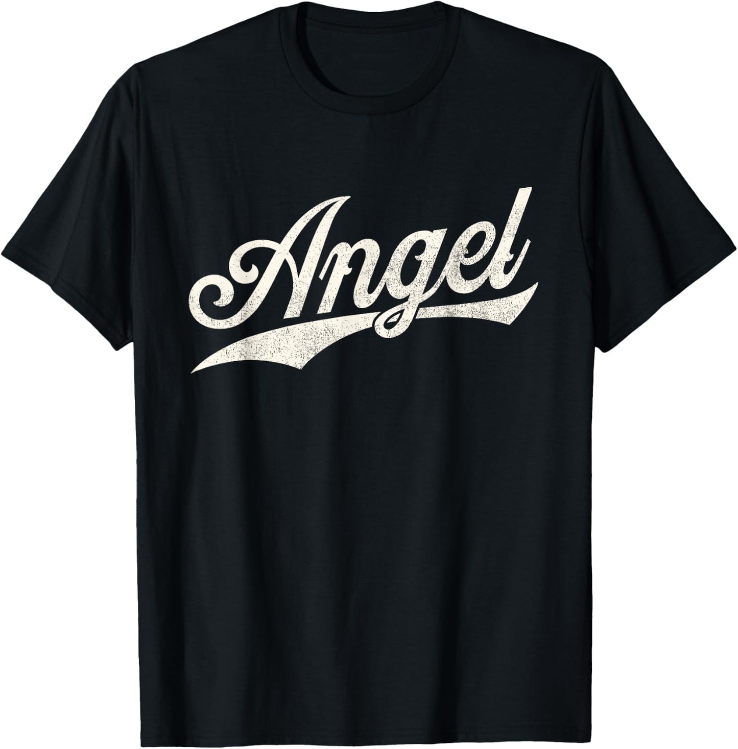Angel Name, Retro Vintage Angel Given Name Distressed T-Shirt - T-Shirt | Black