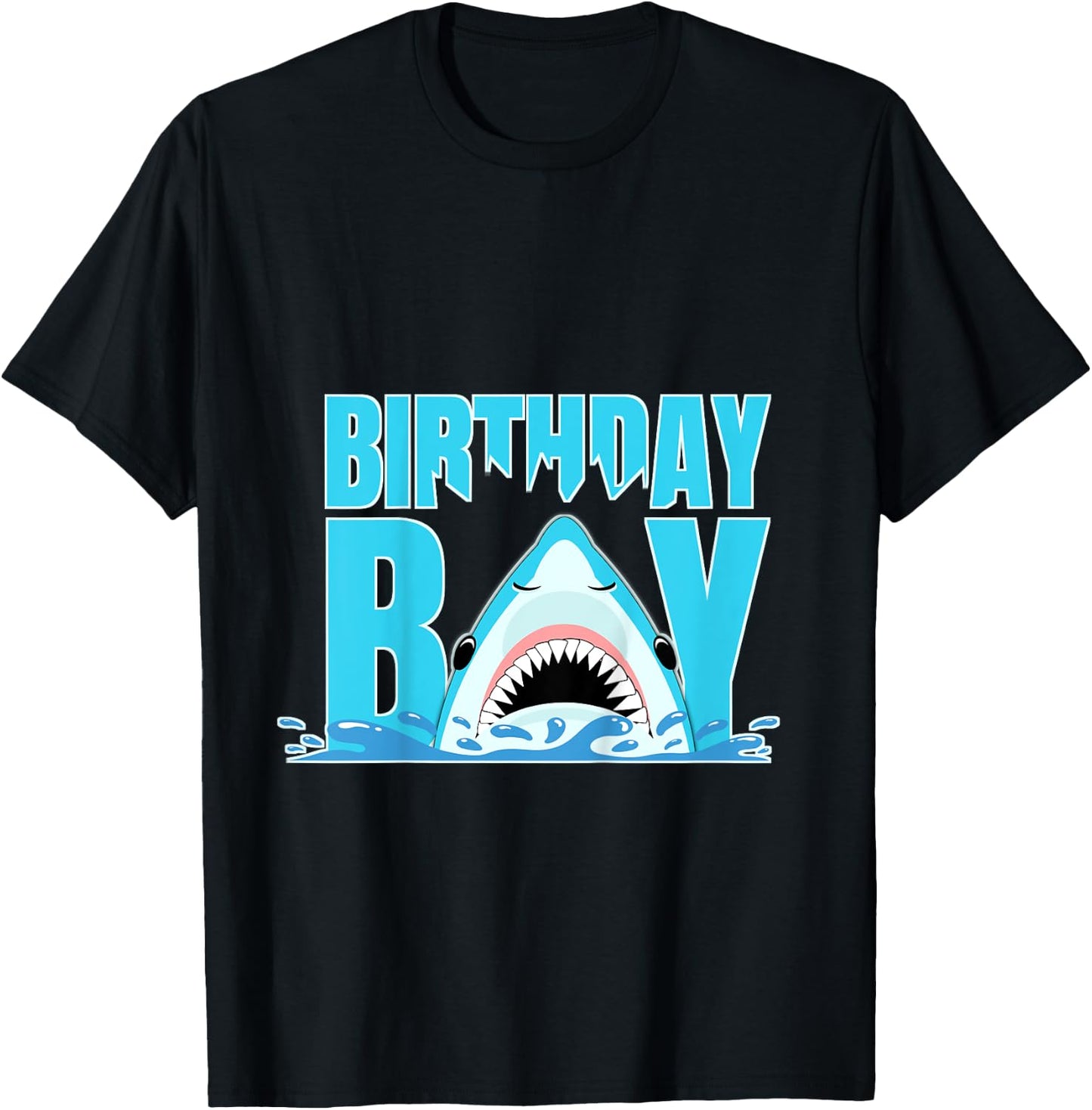 Kids Blue Shark Birthday Party Shark Bite Birthday Boy T-Shirt - T-Shirt | Black