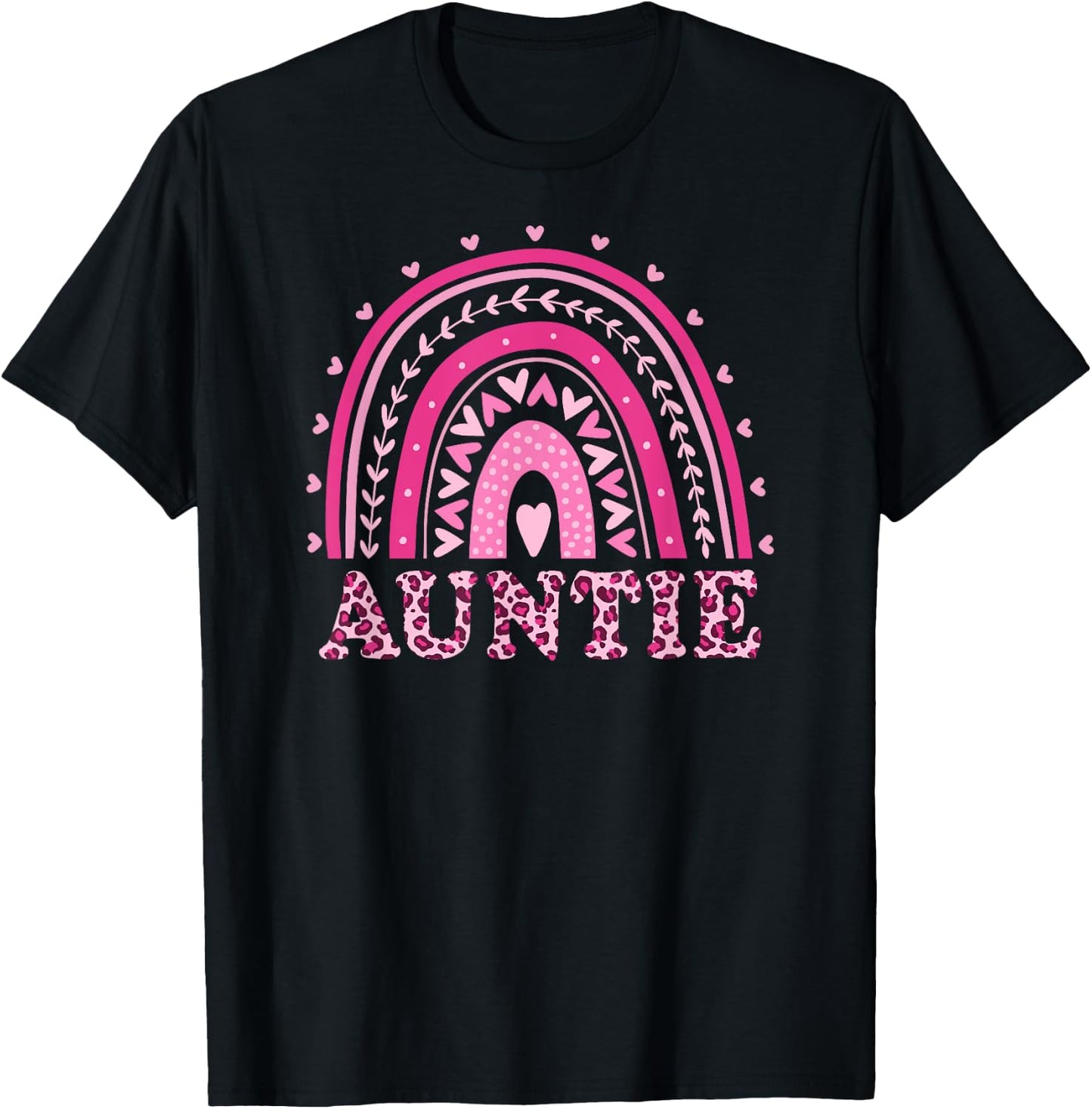 Auntie Cute Leopard Print Wild Animal Aunt Mother's Day T-Shirt - T-Shirt | Black