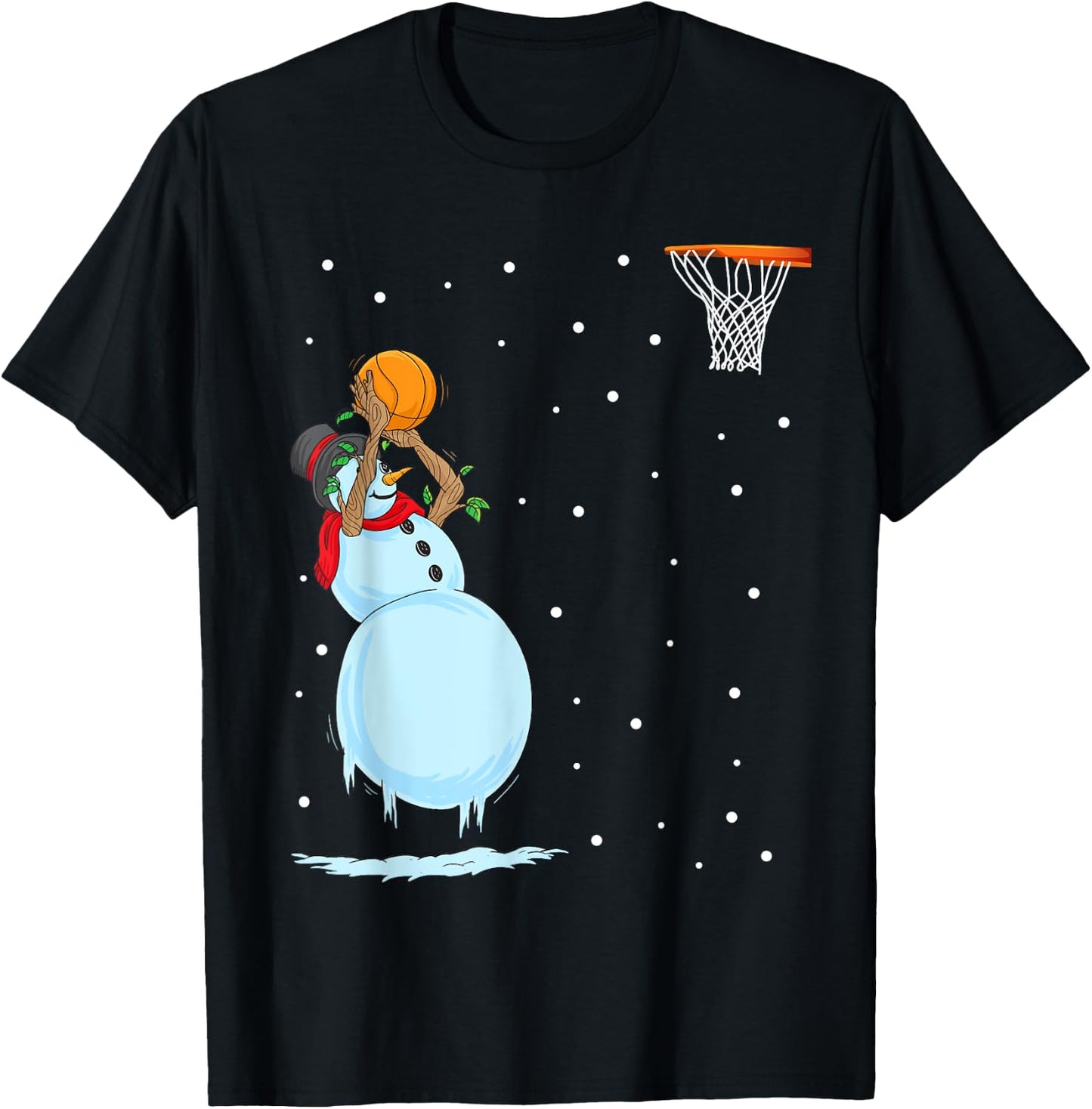 Funny Snowman Basketball Christmas T-Shirt - T-Shirt | Black