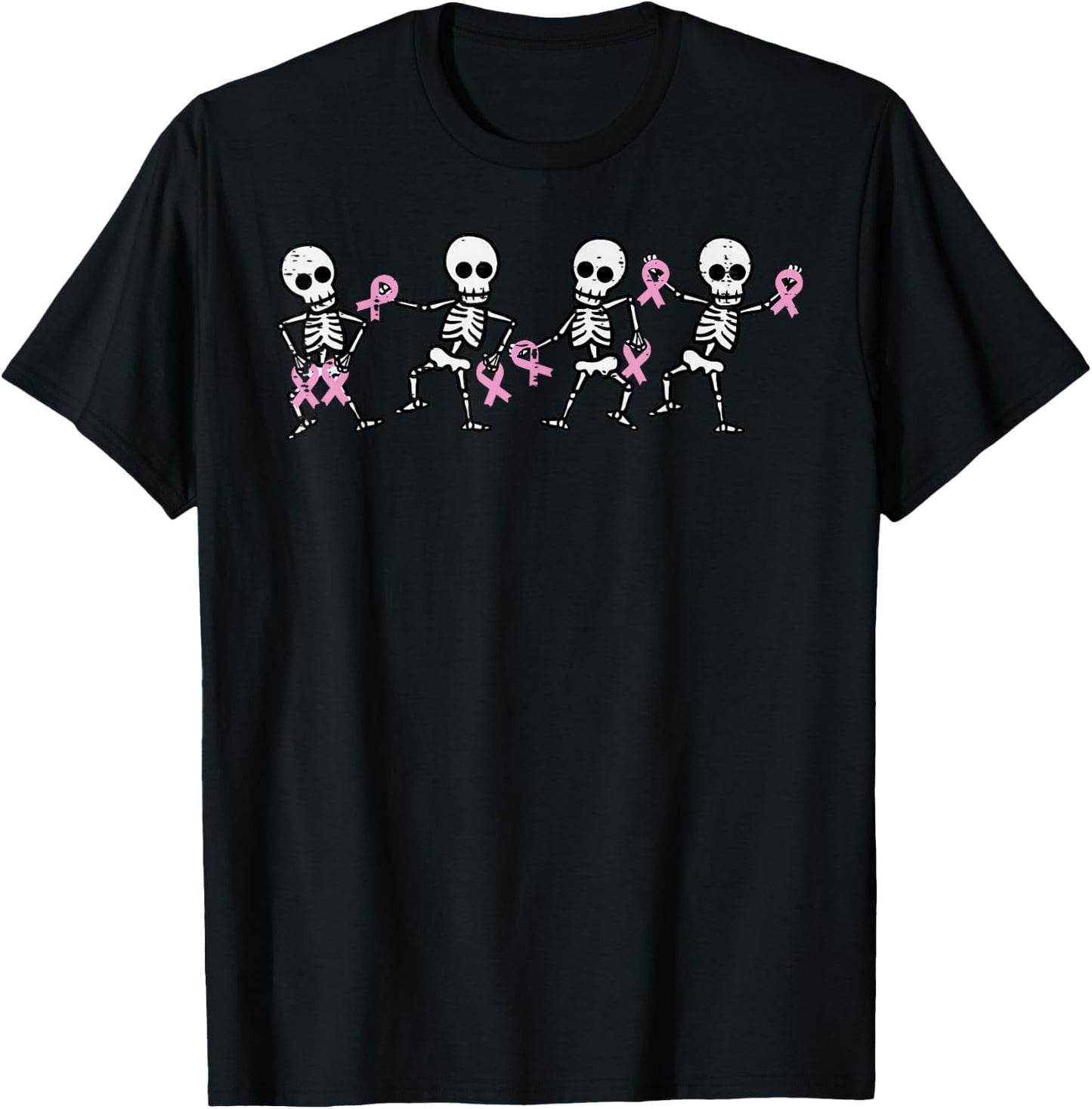 Breast Cancer Skeletons Dancing Awareness Men Women Kids T-Shirt - T-Shirt | Black