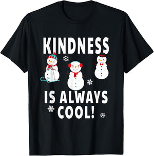 Winter Teacher Design - Kindness Is Always Cool Snowman T-Shirt - T-Shirt | Black