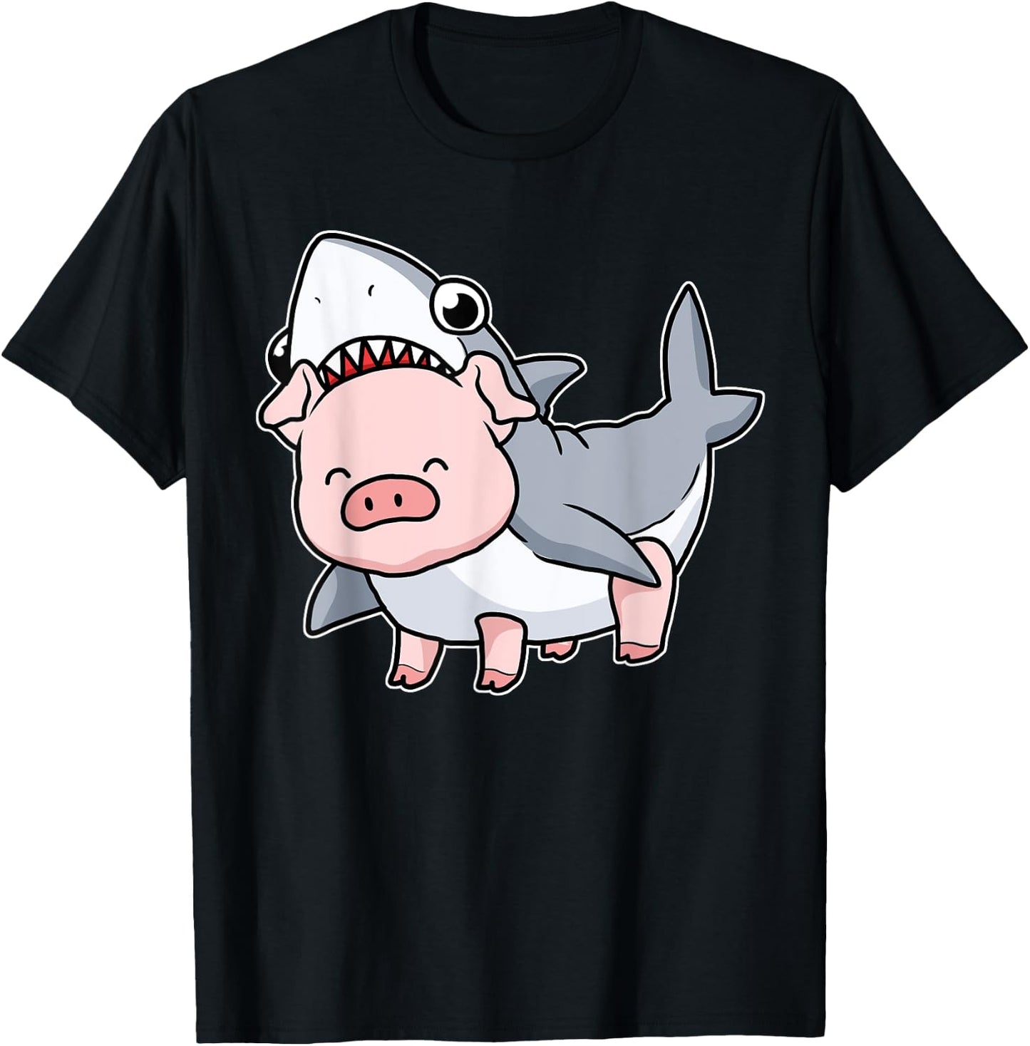 Cute Pig Shirt Women Shark Costume Pig Gift Kids Swine Pig T-Shirt - T-Shirt | Black
