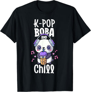 Boba And KPop Shirt Kawaii K-Pop Merchandise KPop And Chill T-Shirt - T-Shirt | Black