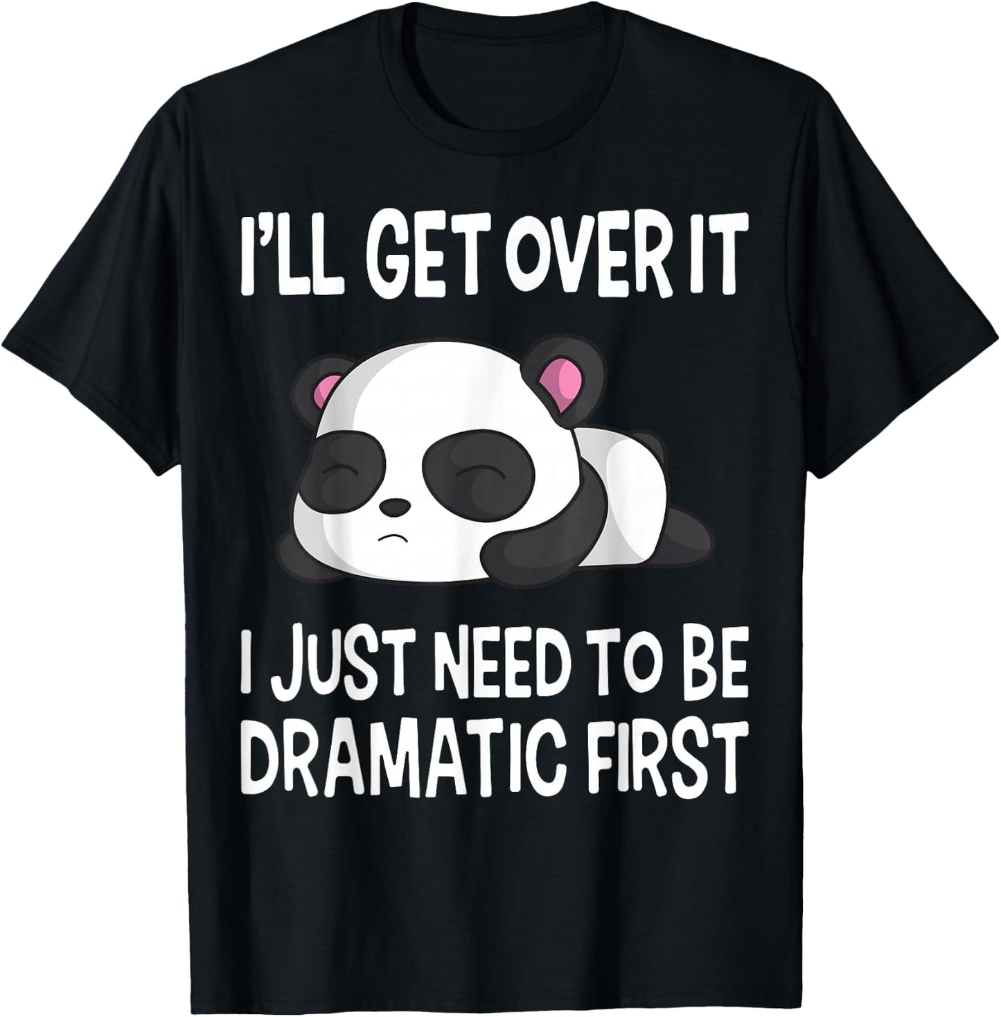 Funny Dramatic Panda Kawaii Bear Face Anime Lovers T-Shirt - T-Shirt | Black