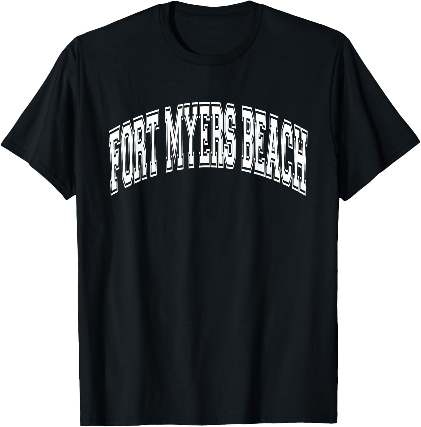 Fort Myers Beach Arched White Text T-Shirt - T-Shirt | Black