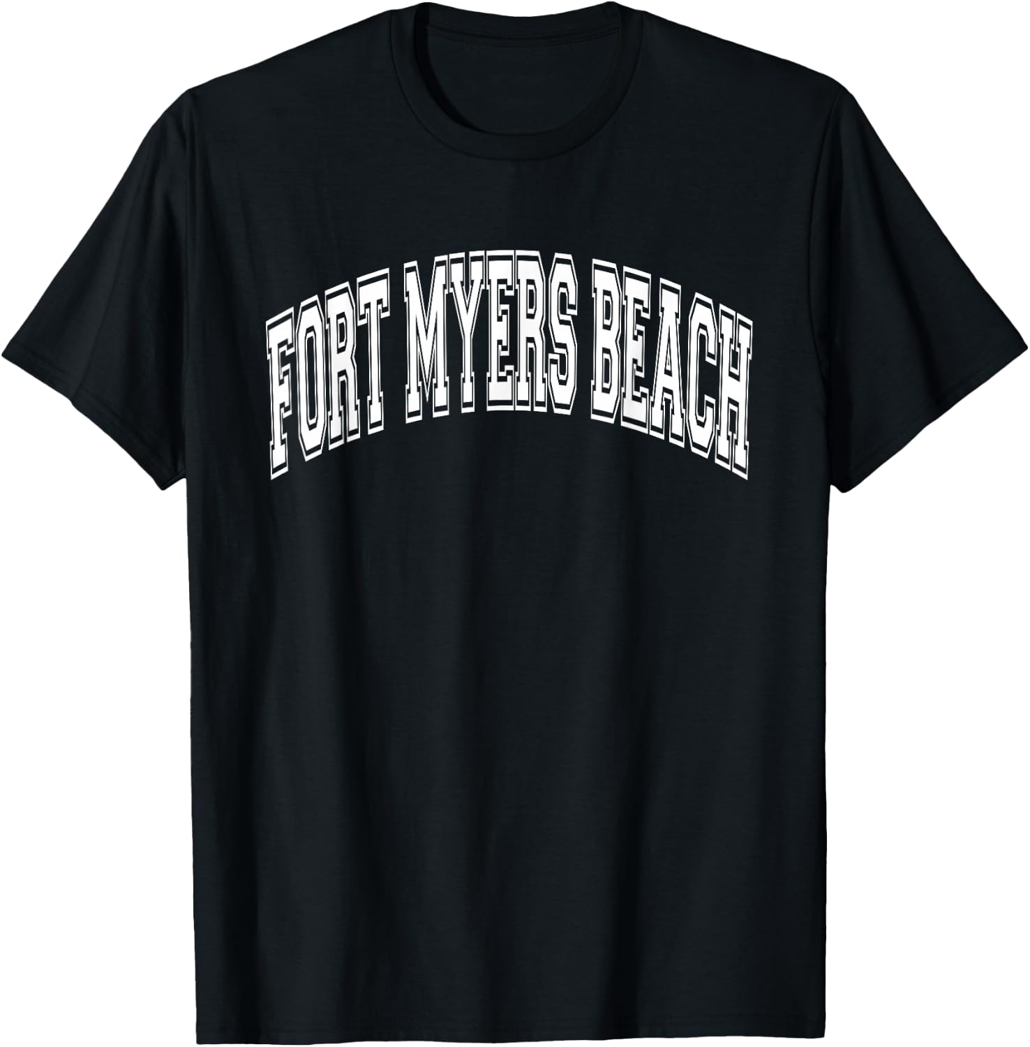 Fort Myers Beach Arched White Text T-Shirt - T-Shirt | Black