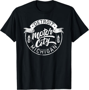Classic Detroit Motor City Michigan Michiganians Pride Gift T-Shirt - T-Shirt | Black