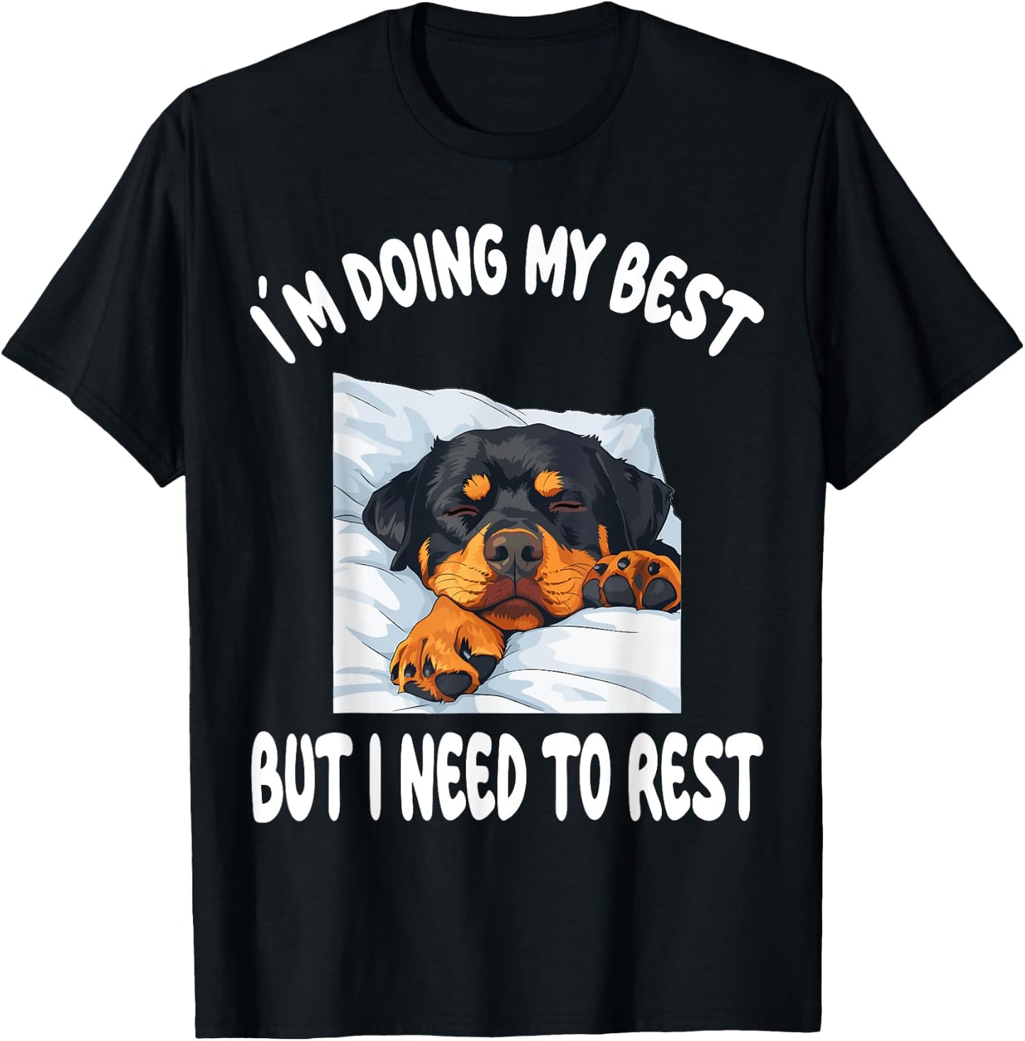 Rottweiler Rottie Dog Pajamas Nightgown Sleeping Napping Women Kids T-Shirt - T-Shirt | Black