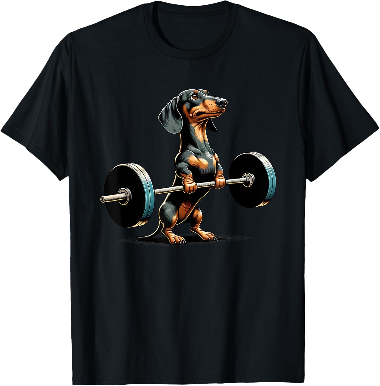Dachshund Deadlift Weightlifing Fitness Workout Gym Lover T-Shirt - T-Shirt | Black