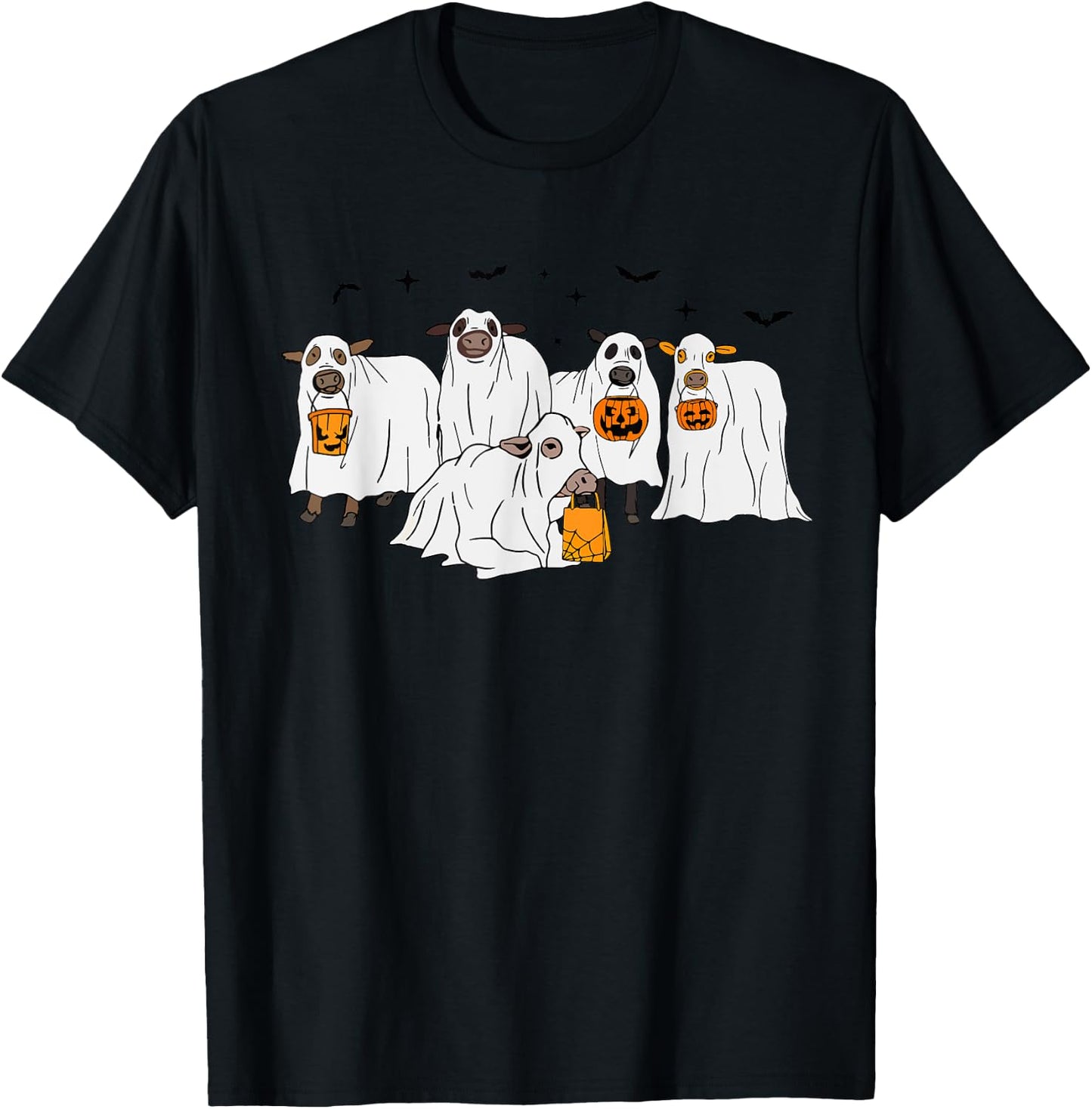 Funny Cow Ghost Halloween Farmer Trick Or Treat Cow Lover T-Shirt - T-Shirt | Black