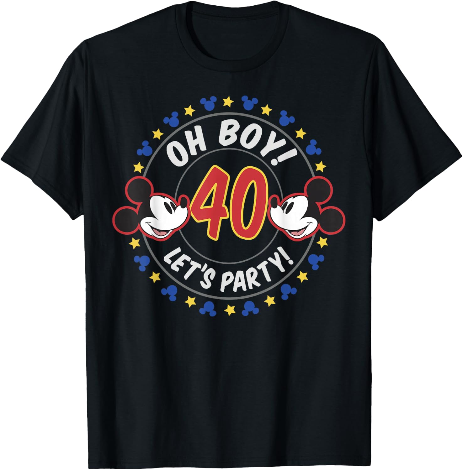 Disney Mickey and Friends Oh Boy Let's Party 40th Birthday T-Shirt - T-Shirt | Black