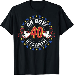 Disney Mickey and Friends Oh Boy Let's Party 40th Birthday T-Shirt - T-Shirt | Black