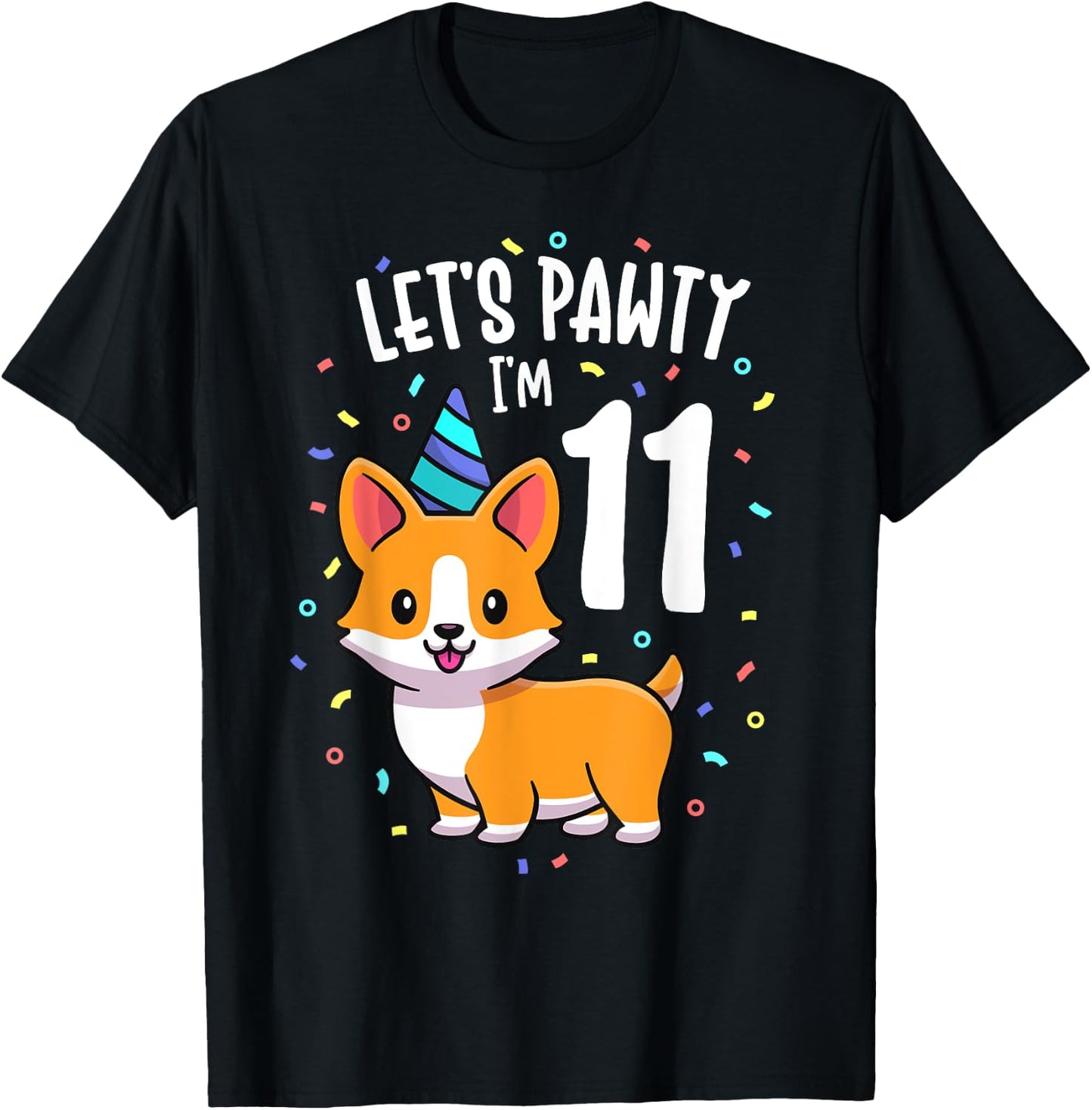 11 Years Old Corgi Dog Lover 11th Birthday Party Outfit Kid T-Shirt - T-Shirt | Black