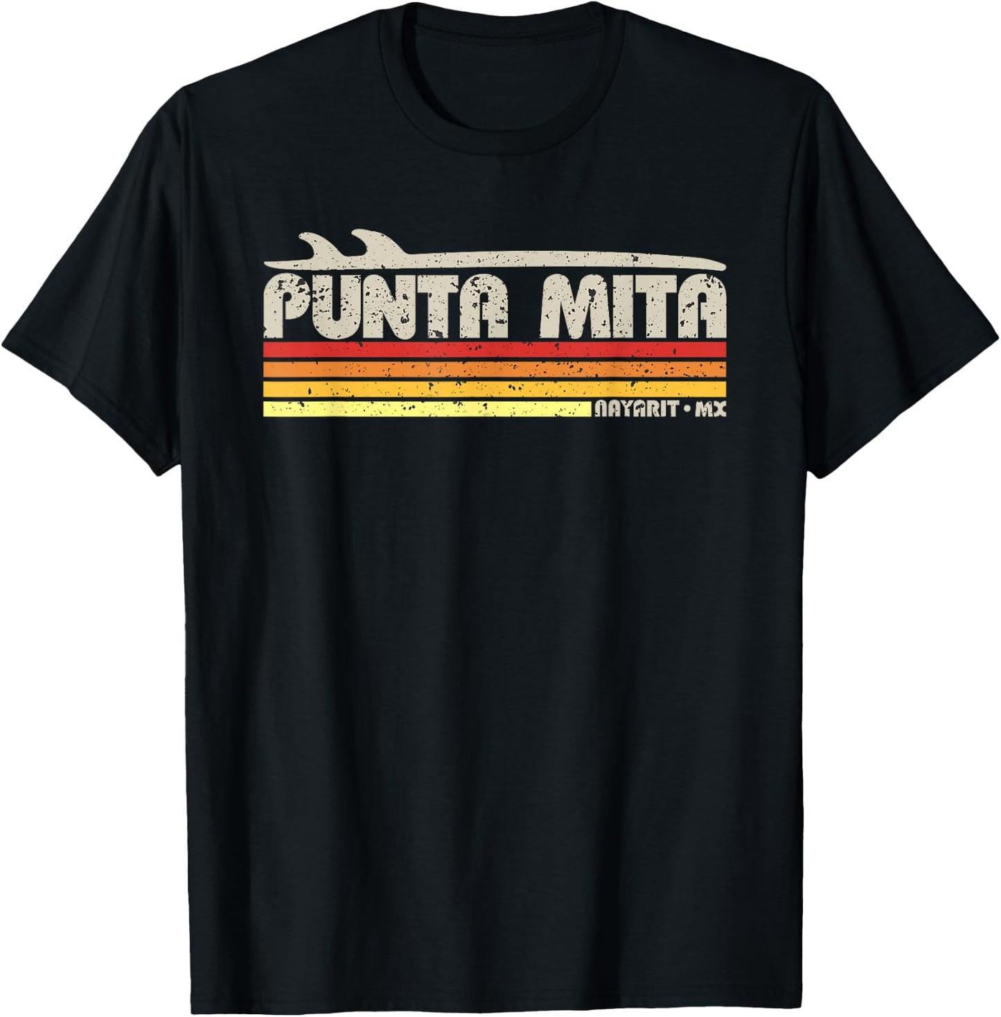 Punta Mita Nayarit Mexico - Retro Surf Paradise T-Shirt - T-Shirt | Black