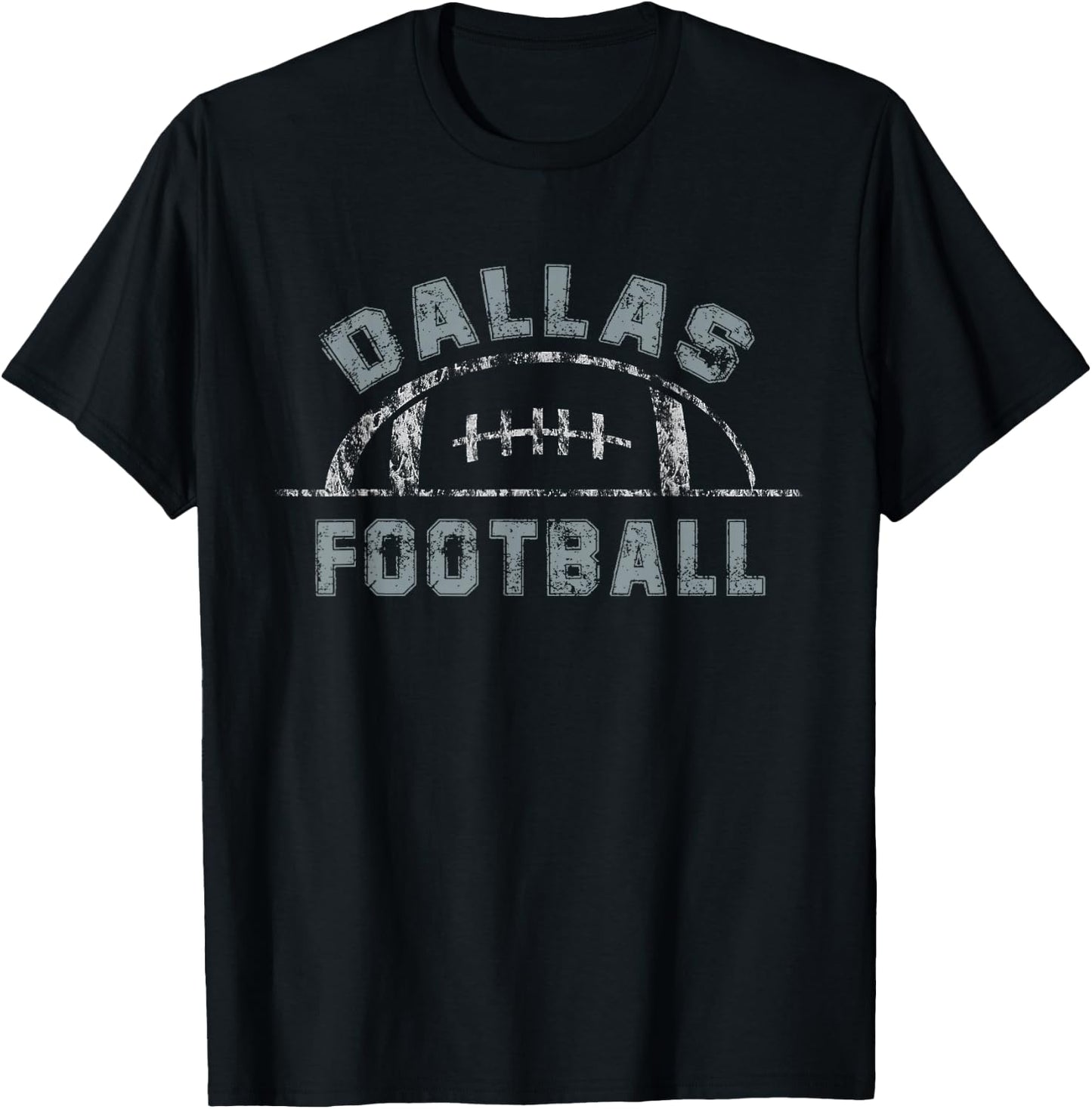 Dallas Football | End Zone Game Day Distressed Vintage T-Shirt - T-Shirt | Black