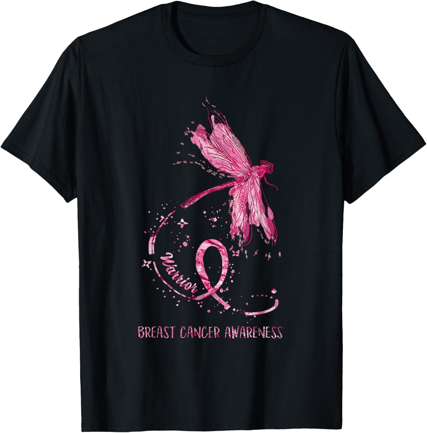 Dragonfly Pink Ribbon Breast Cancer Awareness Funny Gifts T-Shirt - T-Shirt | Black