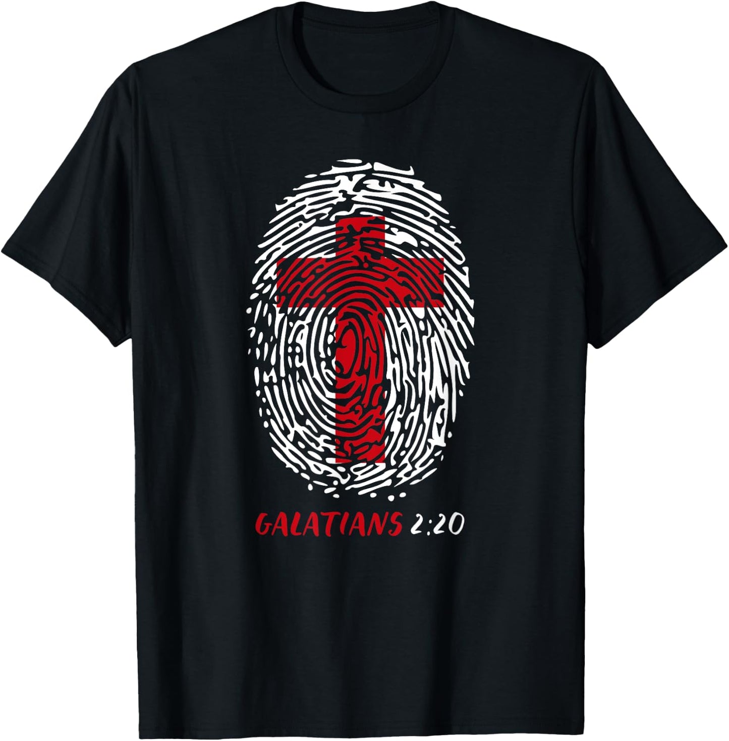 Galatians 2:20 - My Identity in Christ Cross in Thumbprint T-Shirt - T-Shirt | Black
