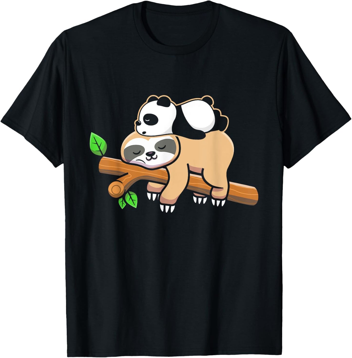Sleepy Panda Bear Sloth T-Shirt - T-Shirt | Black