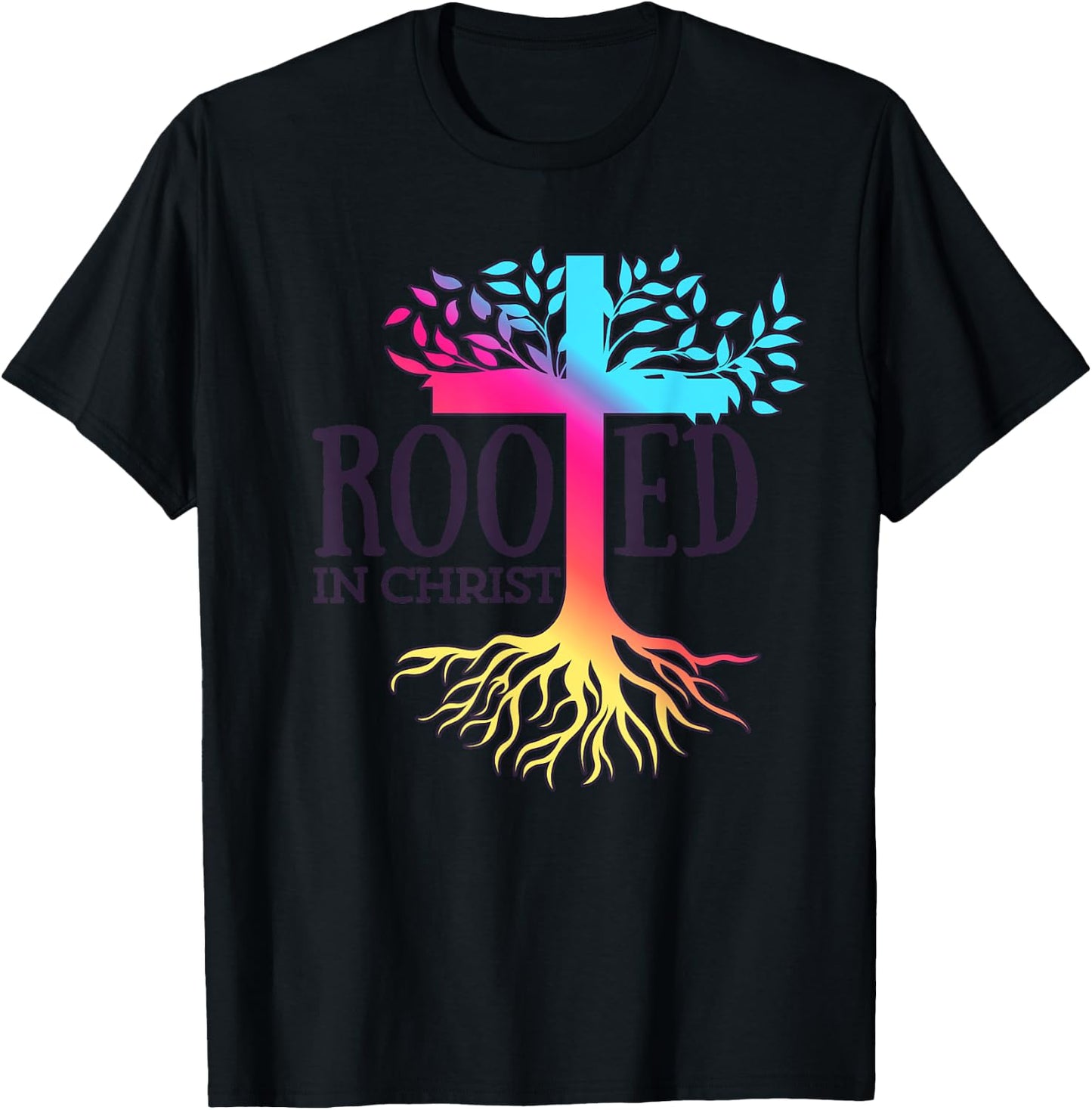 Rooted in Christ Tree Roots T-Shirt - T-Shirt | Black